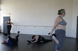 Marina Wolf during a rehearsal  session of the Phat Fly Girls, a hip hop performing ensemble featuring fat dancers. Wolf  is founder and director of Big Moves, the only service organization in the world dedicated to promoting size diversity in dance.    The pro-fat acceptance movement promotes body-acceptance and fitness at any size. It fights to eliminate discrimination based on body size and provide fat people with the tools for self-empowerment