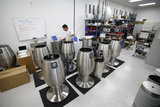 Provina's engineer Fred Hekking testing of the WinePod units during the  assembly process at the company's headquarters in San Jose, CA, on September 5, 2008. The WinePod is the world's first personal winemaking system that allows anyone to make wine at home with no experience required.   The WinePod is made and distributed by Provina, inc.