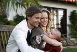Pierre Andr&eacute; Senizergues,founder and CEO of Sole Technology, with his girlfriend Sara Sheen and their 4-month old son Mateo at their house in Malibu, CA, on January 9, 2009.  Sole Technology is the world&rsquo;s largest privately owned action sport footwear and apparel company represented in more than 70 countries. Its seven top brands include etnies, etnies Girl, etnies Plus, &eacute;S, Emerica, Altamont Apparel and ThirtyTwo.