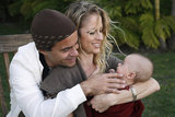Pierre Andr&eacute; Senizergues,founder and CEO of Sole Technology, with his girlfriend Sara Sheen and their 4-month old son Mateo at their house in Malibu, CA, on January 9, 2009.  Sole Technology is the world&rsquo;s largest privately owned action sport footwear and apparel company represented in more than 70 countries. Its seven top brands include etnies, etnies Girl, etnies Plus, &eacute;S, Emerica, Altamont Apparel and ThirtyTwo.